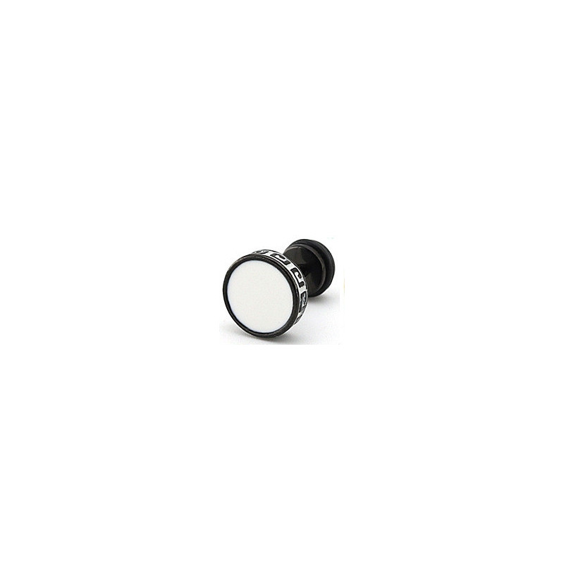 Malejewels Clou d'oreille FLAT ETHNIC Noir-Blanc